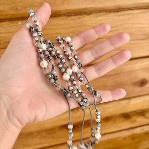 Marlyn Schiff Pearl Crystal Beaded Twine Rope Necklace Bracelet NEW